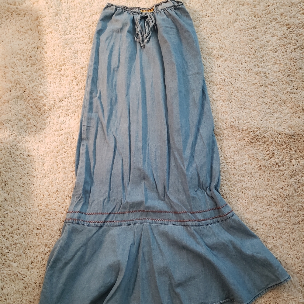 Light denim maxi skirt